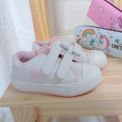 Zapatilla Colegial Small Match Blanco Rosa